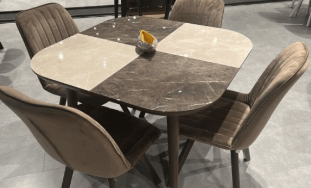 Table and chair T671/C670 1+4 (brown-beige)