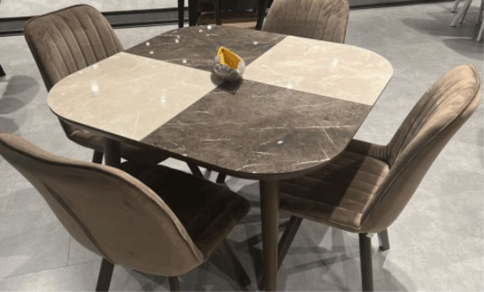 Սեղան և աթոռ T671/C670 1+4 (brown-beige)