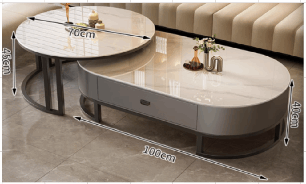 BONITA TABLE TV & Coffe set Glass 100cm+70cm Gray