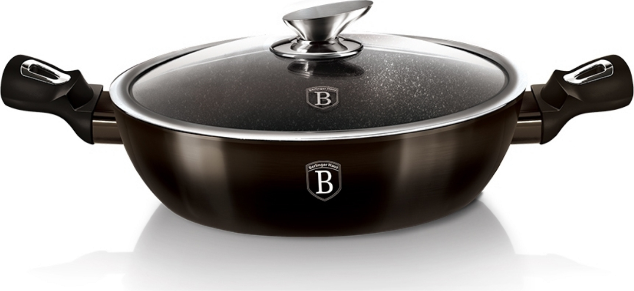 Berlinger Haus Frypan with Lid
 BH6609 (28sm/3,8L)Shiny Black